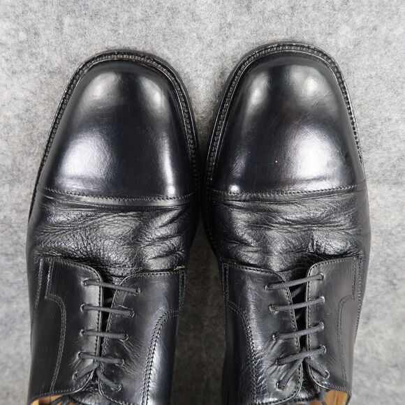 Johnston & Murphy Shoes Mens 10 Oxfords Derby Cap Toe Black Leather Dress Formal - Picture 7 of 14